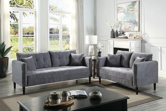 LYNDA Loveseat w/ Pillows, Dark Gray - My Sweet Home Furniture (Queens, NY)