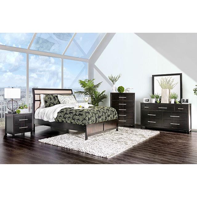 Berenice Espresso/Beige Cal.King Bed - My Sweet Home Furniture (Queens, NY)