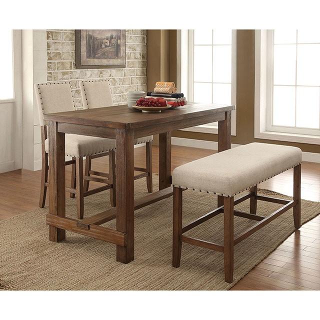 SANIA Rustic Oak Counter Ht. Bench - My Sweet Home Furniture (Queens, NY)