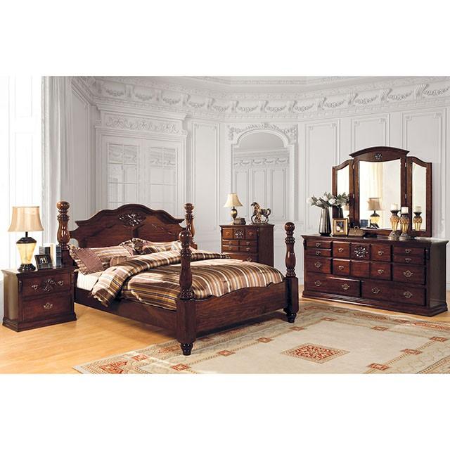Tuscan II Glossy Dark Pine E.King Bed - My Sweet Home Furniture (Queens, NY)
