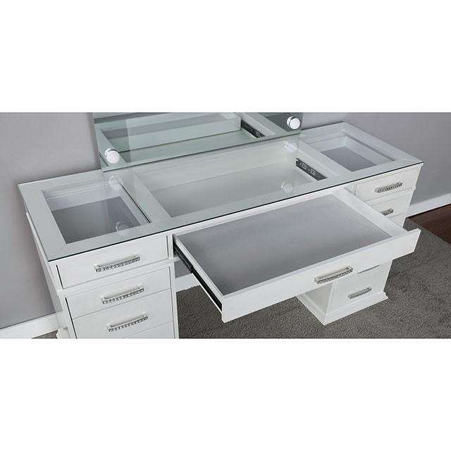 Valentina Vanity Set White & Dark Gray - My Sweet Home Furniture (Queens, NY)