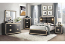 BLAKE BLACK/GOLD KING BED WITH LAMPS, DRESSER, MIRROR, 2 NIGHTSTAND - My Sweet Home Furniture (Queens, NY)