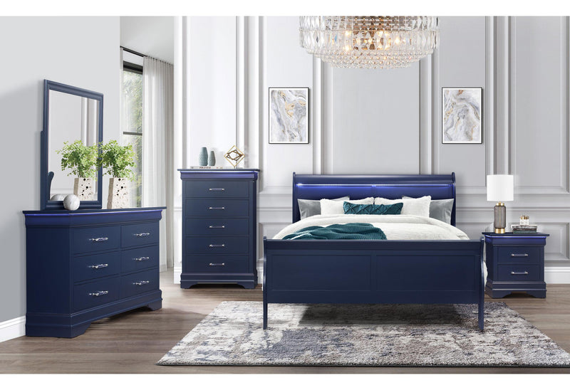 CHARLIE BLUE KING BED GROUP WITH LED - My Sweet Home Furniture (Queens, NY)