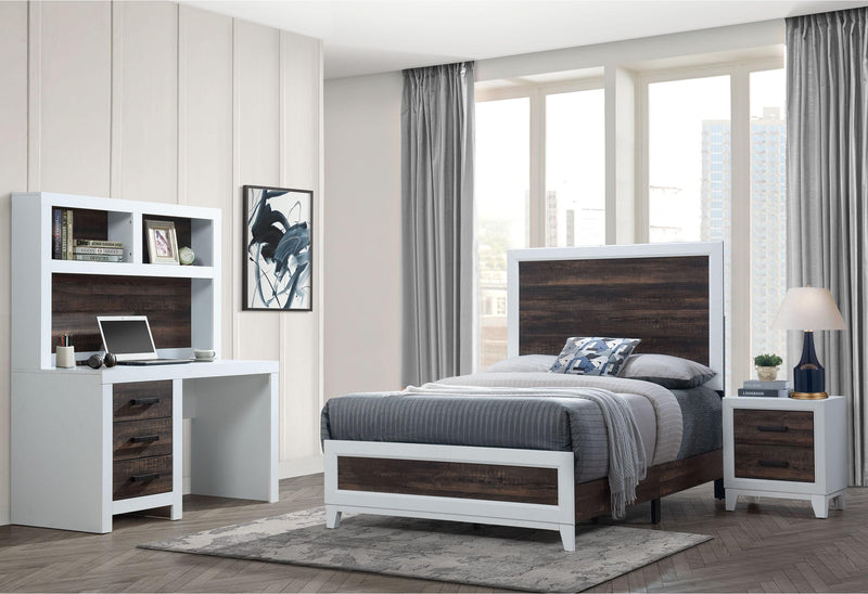 LISBON OAK/WHITE TWIN BED, DRESSER, MIRROR AND NIGHTSTAND - My Sweet Home Furniture (Queens, NY)