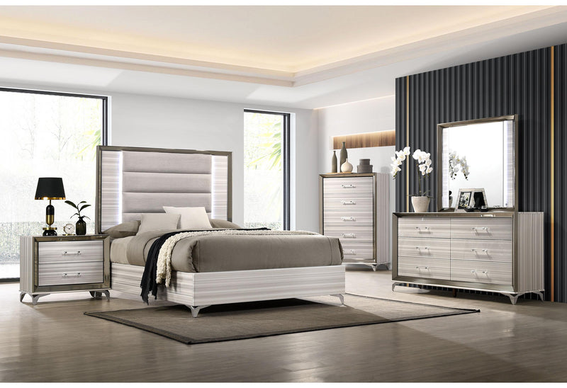 ZAMBRANO WHITE QUEEN BED GROUP WITH VANITY SET - My Sweet Home Furniture (Queens, NY)