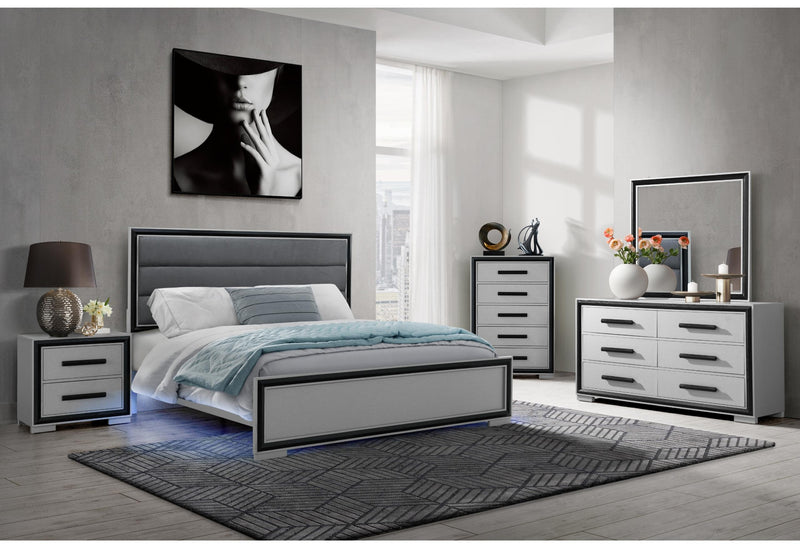 AMELIA GREY BLACK QUEEN BED GROUP W/LED - My Sweet Home Furniture (Queens, NY)