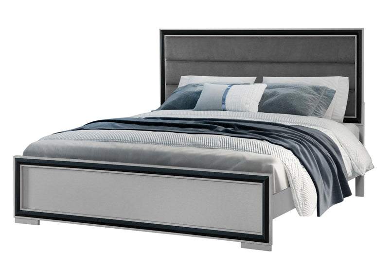 AMELIA GREY BLACK QUEEN BED W/LED - My Sweet Home Furniture (Queens, NY)