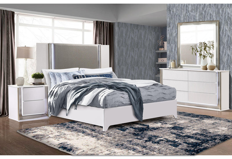 ASPEN WHITE QUEEN BED GROUP WITH VANITY SET WITH LED - My Sweet Home Furniture (Queens, NY)