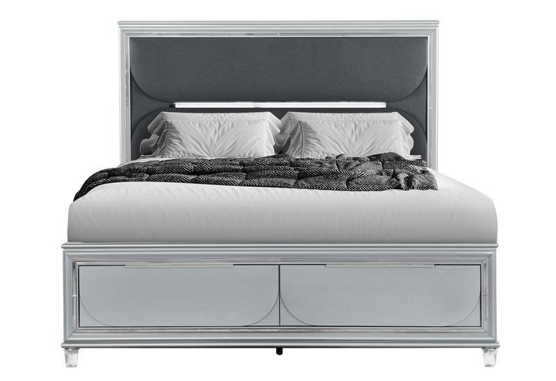CALEB SILVER QUEEN BED WITH LED - My Sweet Home Furniture (Queens, NY)