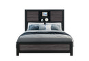 LISBON GREY/BLACK BOOKCASE QUEEN BED