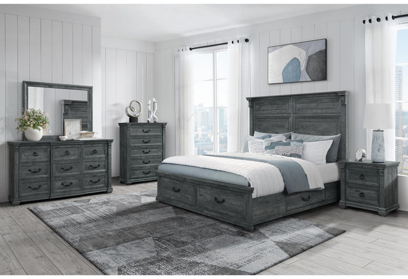 TATUM GREY QUEEN BED GROUP WITH STORAGE - My Sweet Home Furniture (Queens, NY)