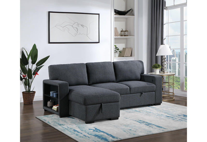 U0202 DARK GREY REVERSIBLE PULL OUT SOFA BED - My Sweet Home Furniture (Queens, NY)