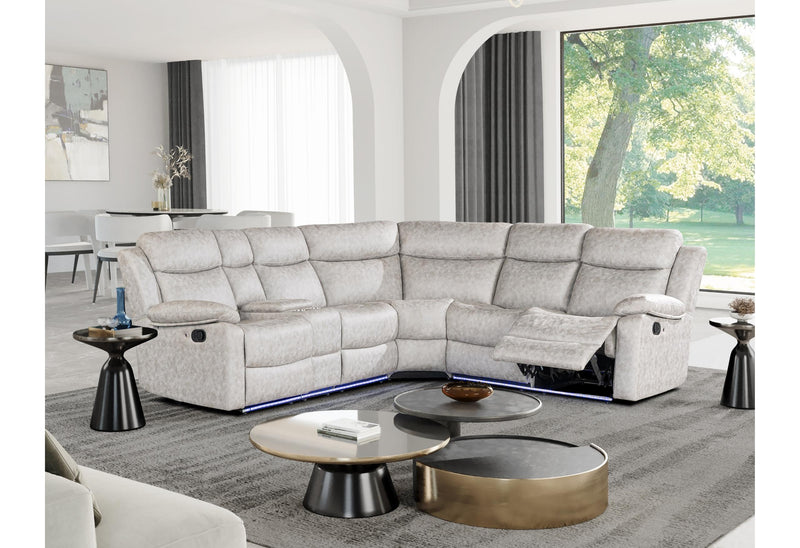 U6026 LIGHT GREY 9 SECTIONAL WITH LED AND 2 RECLINERS image