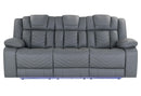 U7068 GREY 10 POWER RECLINING SOFA WITH DDT, WC AND LED