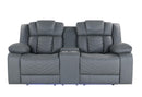 U7069 GREY 10 PWR CON REC LOVESEAT WITH LED AND IMMERSIVE SOUND - My Sweet Home Furniture (Queens, NY)