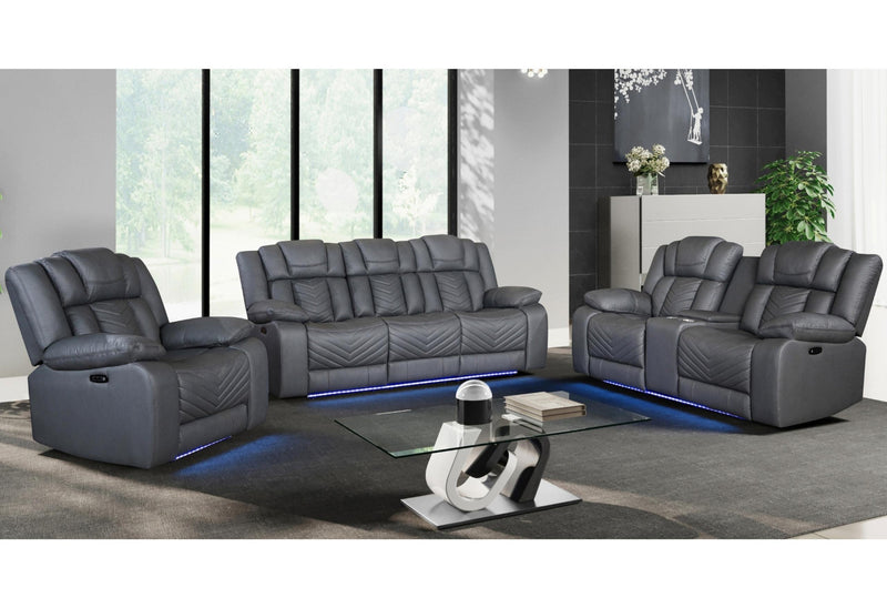 U7068 GREY 10 POWER RECLINING SOFA/POWER CONSOLE RECLINING LOVESEAT/POWER RECLINER W/LED - My Sweet Home Furniture (Queens, NY)