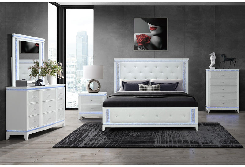 ALINA WHITE QUEEN BED GROUP WITH LED - My Sweet Home Furniture (Queens, NY)