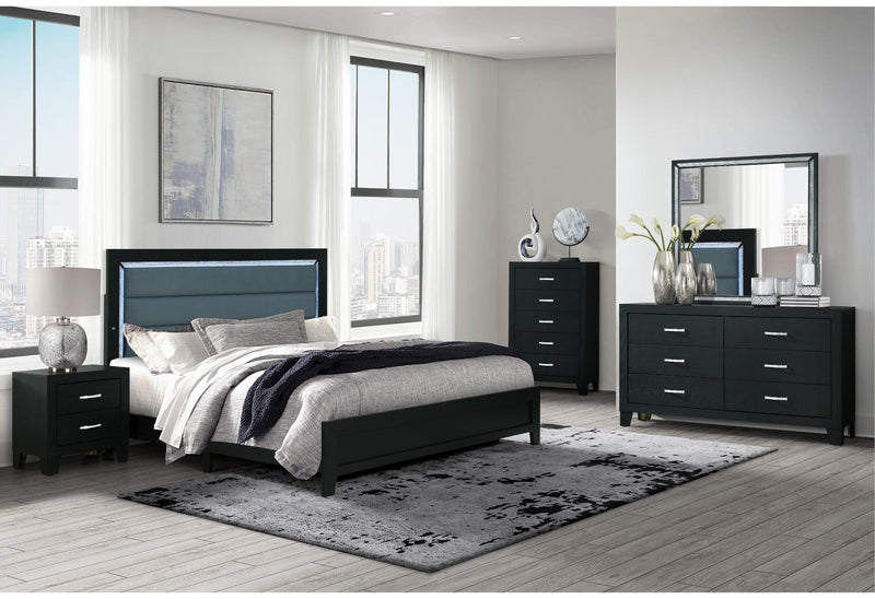 REID BLACK KING BED WITH LED - My Sweet Home Furniture (Queens, NY)