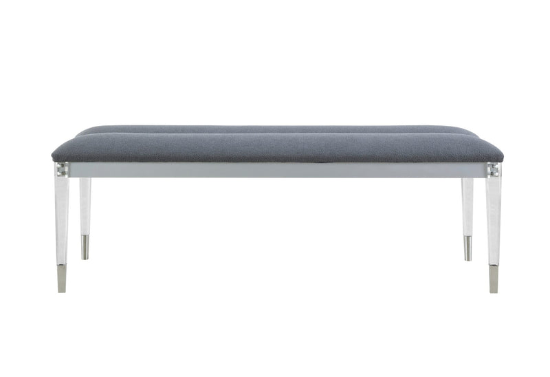 Lando Silver Bench With Acrylic Legs - My Sweet Home Furniture (Queens, NY)