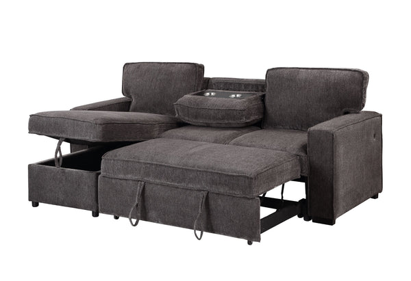 U0203 Dark Grey Reversible Pull Out Sofa Bed - My Sweet Home Furniture (Queens, NY)
