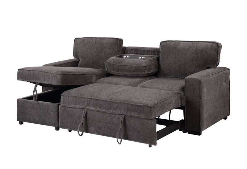 U0203 Dark Grey Reversible Pull Out Sofa Bed - My Sweet Home Furniture (Queens, NY)