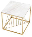 Halina Modern Style Marble End Table with Metal Base