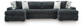Midnight-Madness Double Chaise Sectional - Gunmetal
