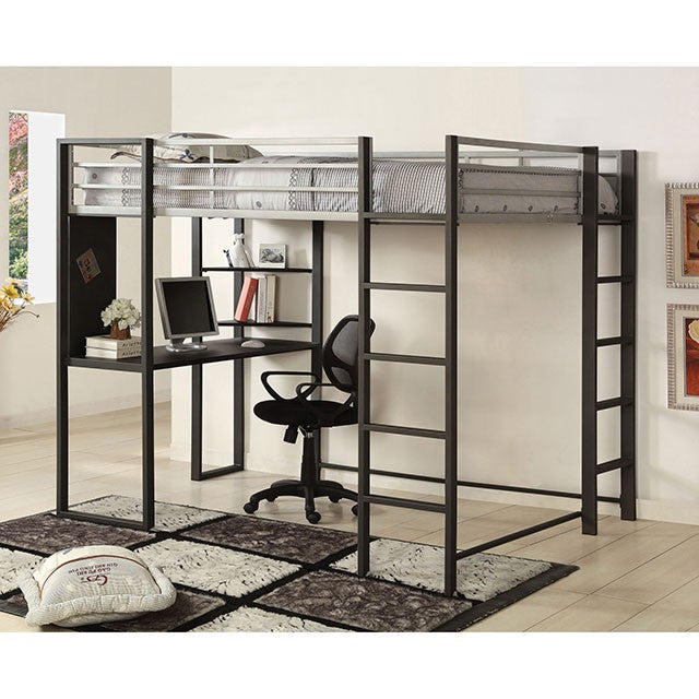 Sherman Silver/Gun Metal Full & Queen Bed w/ Workstation - My Sweet Home Furniture (Queens, NY)