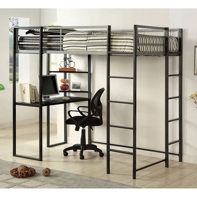 Sherman Silver/Gun Metal Full & Queen Bed w/ Workstation - My Sweet Home Furniture (Queens, NY)