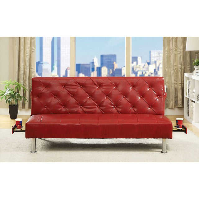Farel Futon Sofa Red & White - My Sweet Home Furniture (Queens, NY)