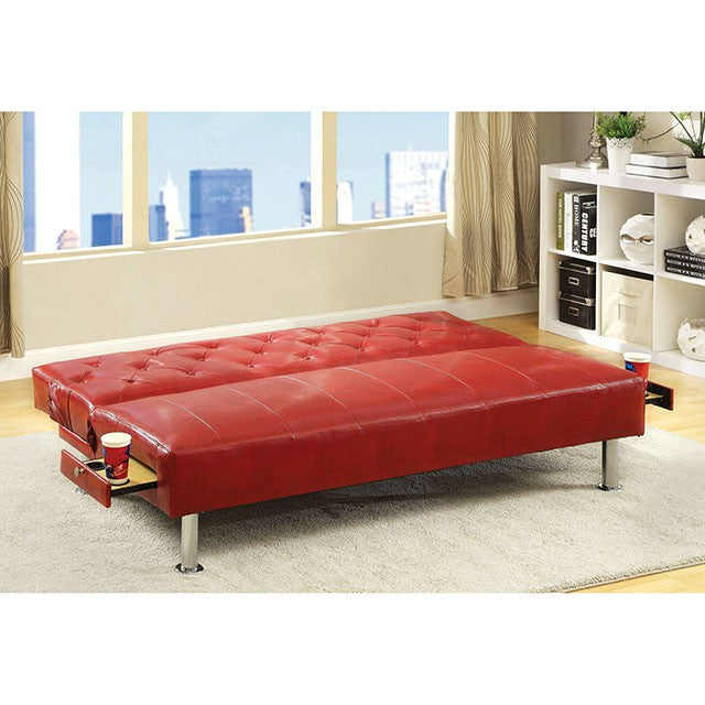 Farel Futon Sofa Red & White - My Sweet Home Furniture (Queens, NY)