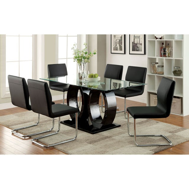 Lodia 7 Pc Dining Table Set Black - My Sweet Home Furniture (Queens, NY)