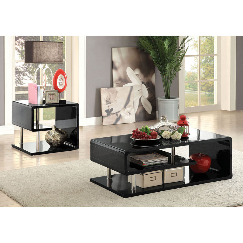 Ninove Black/Chrome End Table - My Sweet Home Furniture (Queens, NY)