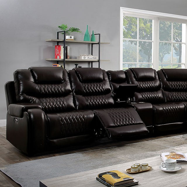 Mariah Power Sectional w/ Recliner Brown - My Sweet Home Furniture (Queens, NY)