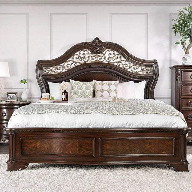 Menodora Brown Cherry Cal.King, E.King, Queen Bed - My Sweet Home Furniture (Queens, NY)