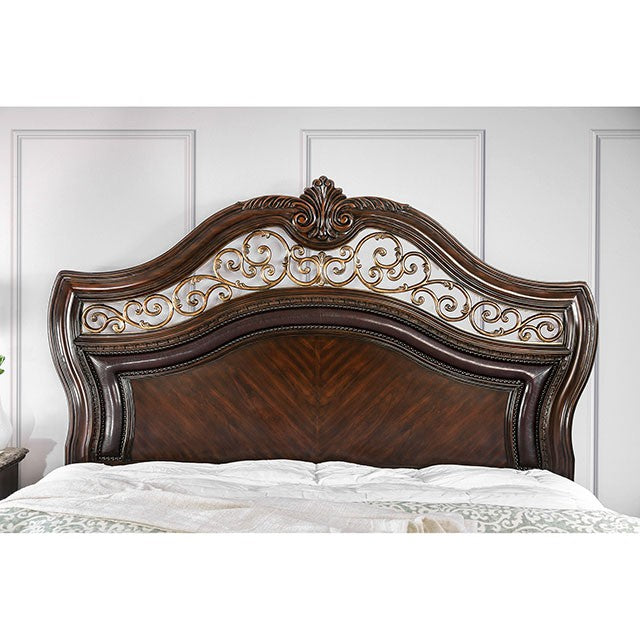 Menodora Brown Cherry E.King Bed - My Sweet Home Furniture (Queens, NY)