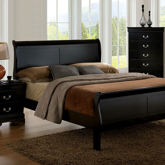 Louis Philippe Bed Black, White, & Cherry - My Sweet Home Furniture (Queens, NY)