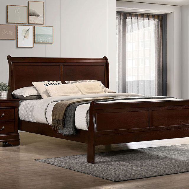 Louis Philippe E.King Bed Black, Cherry, & Gray - My Sweet Home Furniture (Queens, NY)