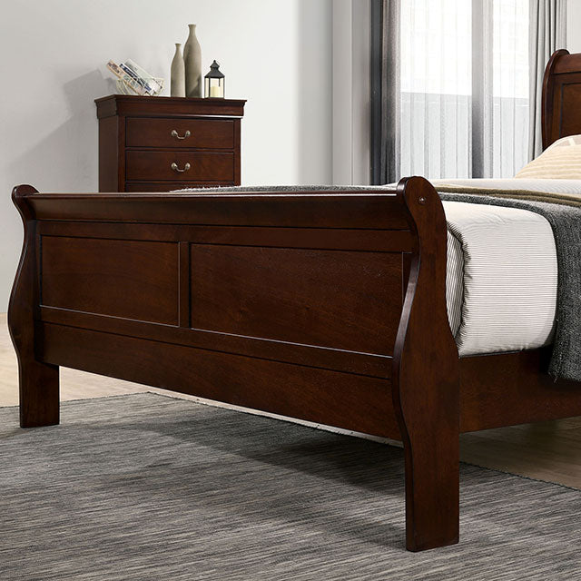 Louis Philippe E.King Bed Black, Cherry, & Gray - My Sweet Home Furniture (Queens, NY)