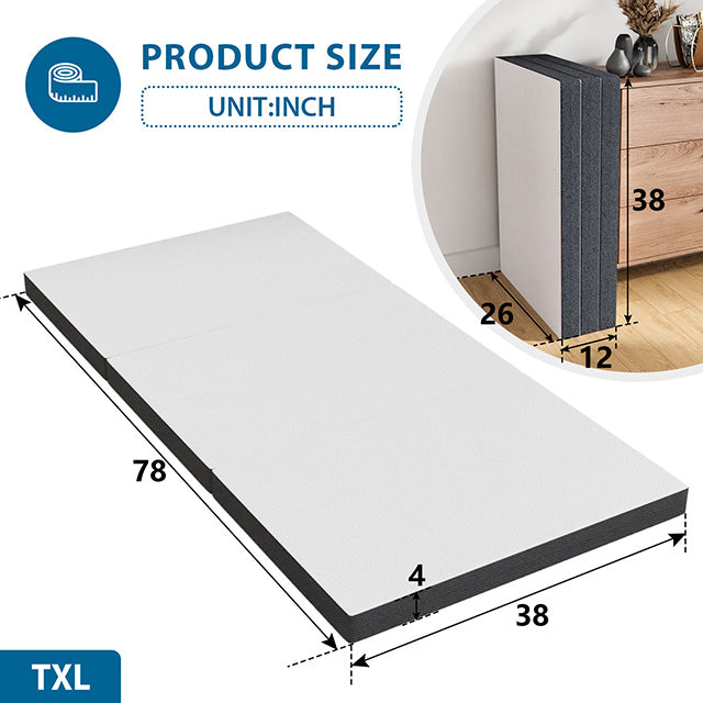 Hollyhock 4" Twin XL Tri-Fold Memory Foam Topper - My Sweet Home Furniture (Queens, NY)