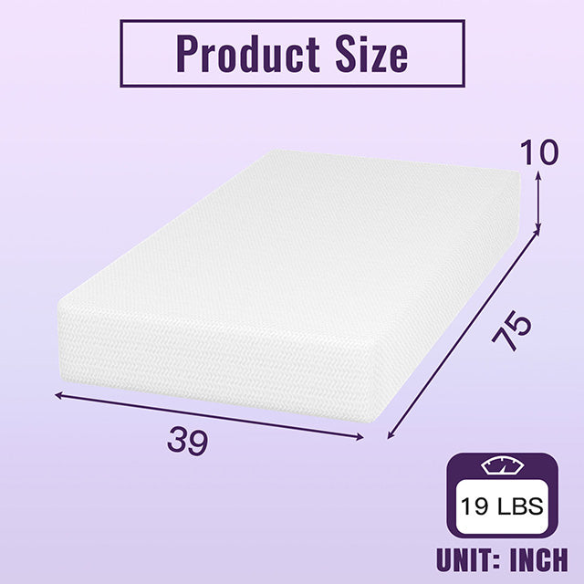 Nasturtium 10" Twin Bamboo Charcoal Infused Memory Foam - My Sweet Home Furniture (Queens, NY)
