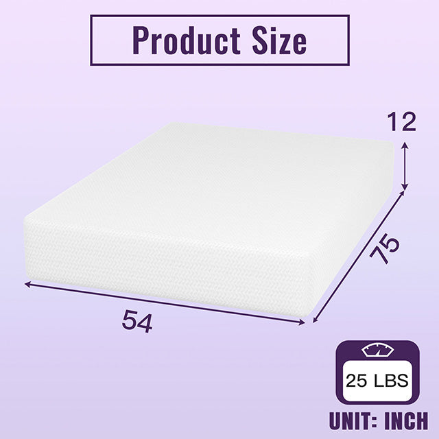 Nasturtium 12" Full Bamboo Charcoal Infused Memory Foam - My Sweet Home Furniture (Queens, NY)