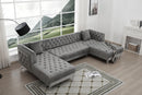 Salma Modern Style Gray Sectional with Acrylic legs