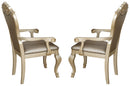 Miranda Transitional Style Dining Arm Chair in Gold finish Wood