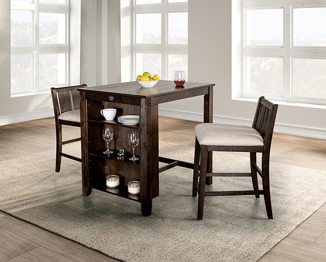 Lescles 3 Pc Counter Ht Set (1 Table + 2 Chairs) - My Sweet Home Furniture (Queens, NY)