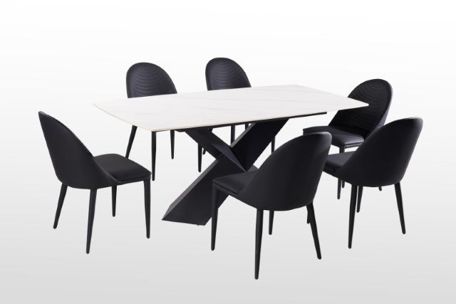 Lenvik 7 Pc Dining Table Set White - My Sweet Home Furniture (Queens, NY)