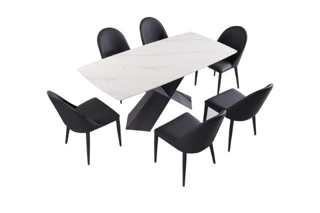 Lenvik 7 Pc Dining Table Set White - My Sweet Home Furniture (Queens, NY)