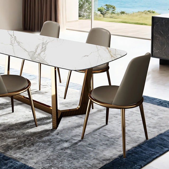 Norelli 7 Pc Dining Table Set Gold - My Sweet Home Furniture (Queens, NY)