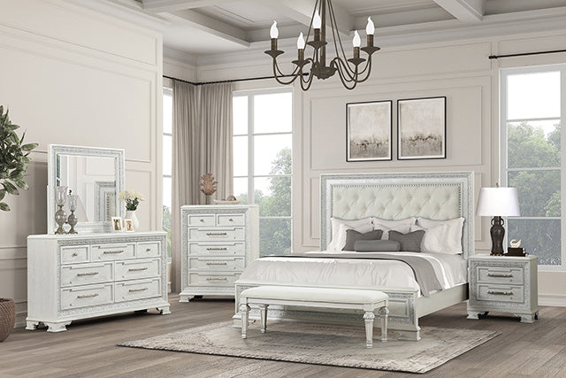 Stella Mia 4 Pc 5 Pc Queen Bedroom Set White & White - My Sweet Home Furniture (Queens, NY)