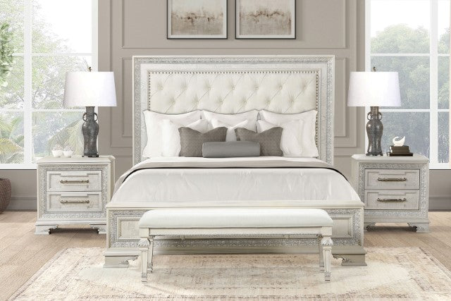 Stella Mia 4 Pc 5 Pc Queen Bedroom Set White & White - My Sweet Home Furniture (Queens, NY)